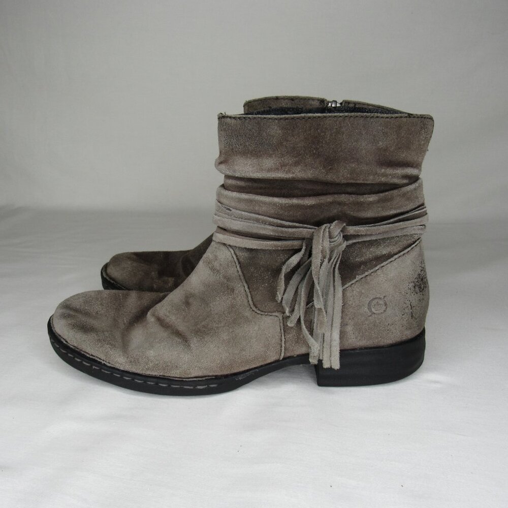 Born Taupe Brown Distressed Leather Suede CROSS Boots Women's 9.5 - Picture 3 of 9